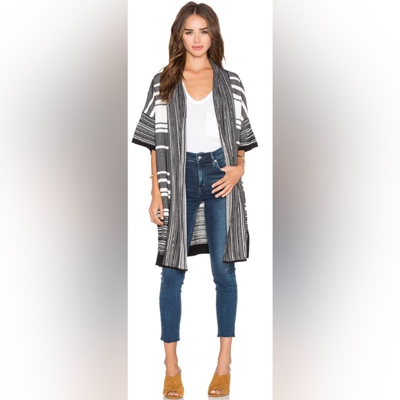 Vince. Multi Stripe Cardigan in Black & Off White - Size S